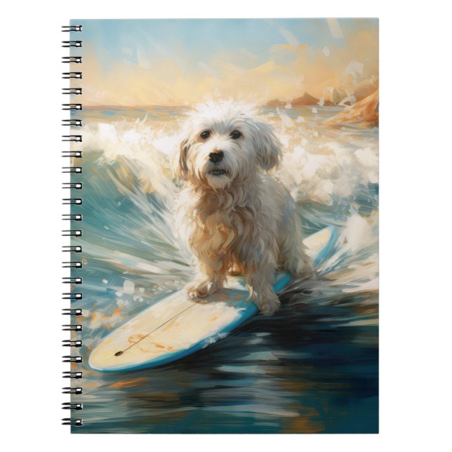 Carnet Plage de Coton De Tulear Peinture de surf (Devant)