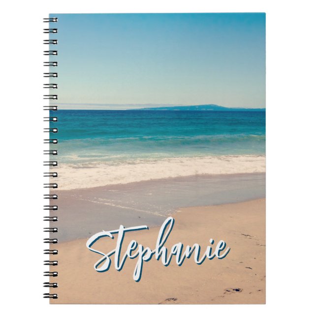 Carnet Plage personnalisée Photo Océan Bleu Pittoresque (Devant)
