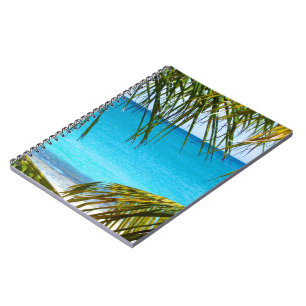 Carnet Plage tropicale encadrée de palmiers