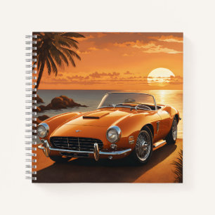 Carnet Plage tropicale Orange Sportscar Sunset