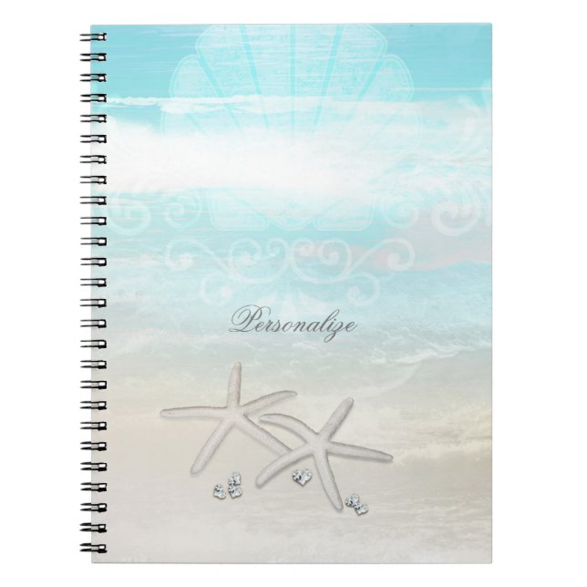 Carnet Plage White Starfish Élégant Été Chic Tropical (Devant)