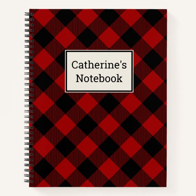Carnet Plaid de Buffalo Rouge personnalisable (Devant)