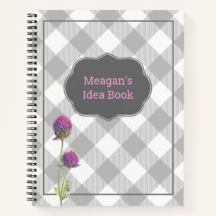 Carnet Plaid et fleurs de buffle gris sur mesure