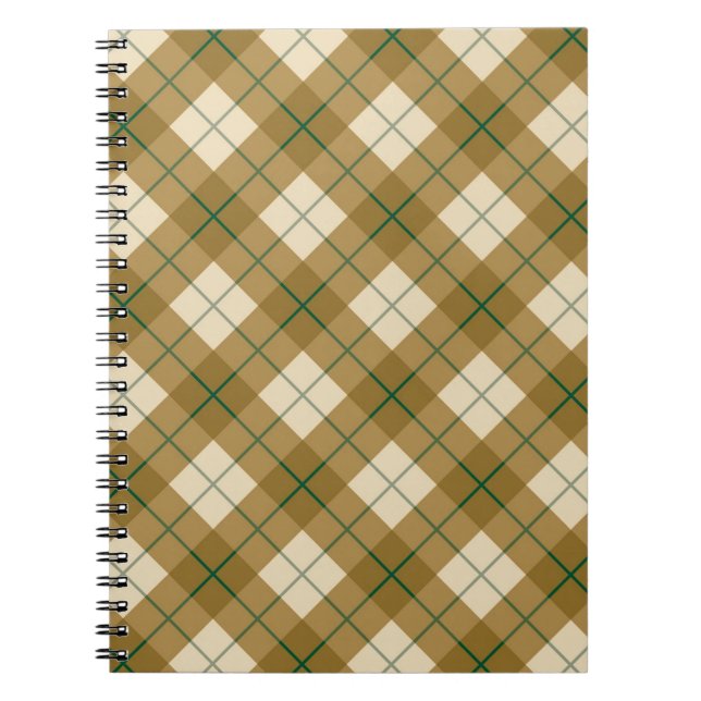 Carnet Plaid polarisé en or avec la rayure verte (Devant)