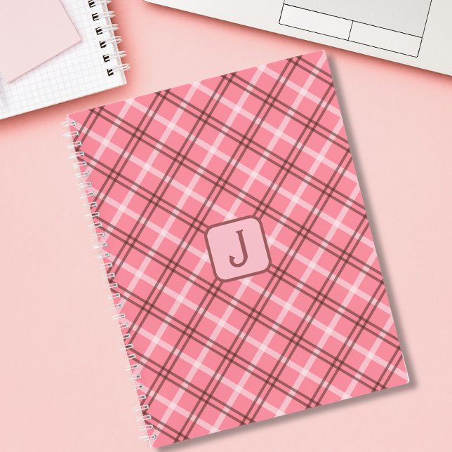 Carnet Plaid rose monogramme (Créateur téléchargé)