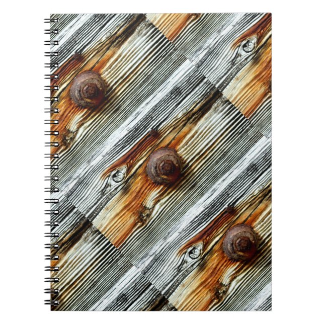 Carnet planches de bois flotté gris rouillé (Devant)