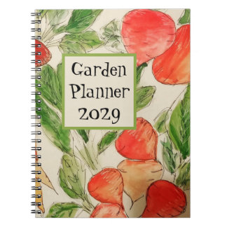 Carnet Planificateur de jardin avec aquarelle de légumes