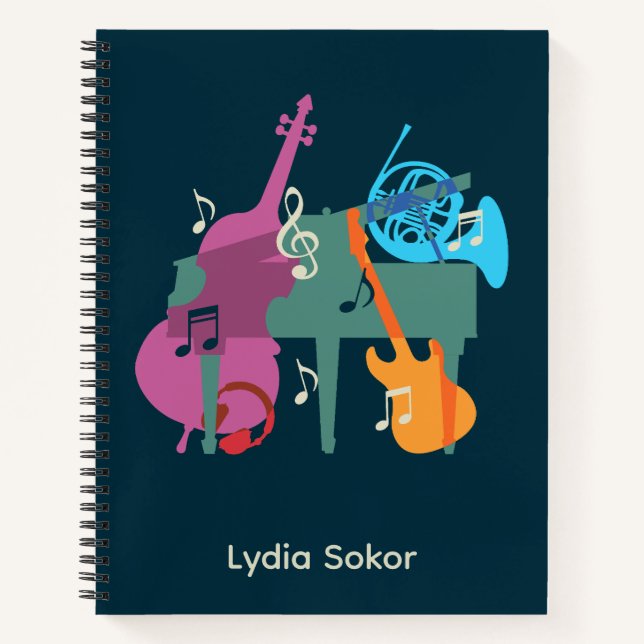 Carnet Planificateur Personnalisé À Thème Musique (Devant)