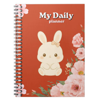 Carnet Planificateur quotidien floral de lapin mignon | A