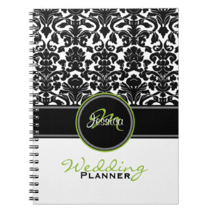 Carnet Planneur Mariage damassé noir blanc Monogram Lime