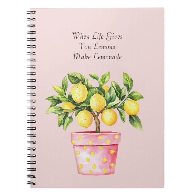 Carnet Plante de citron jaune de pot rose (Devant)