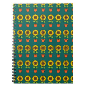 Carnet Plante de tournesol Kawaii dans un pot