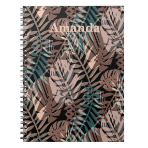 Carnet Plantes tropicaux, jungle, tropiques, beige, feuil