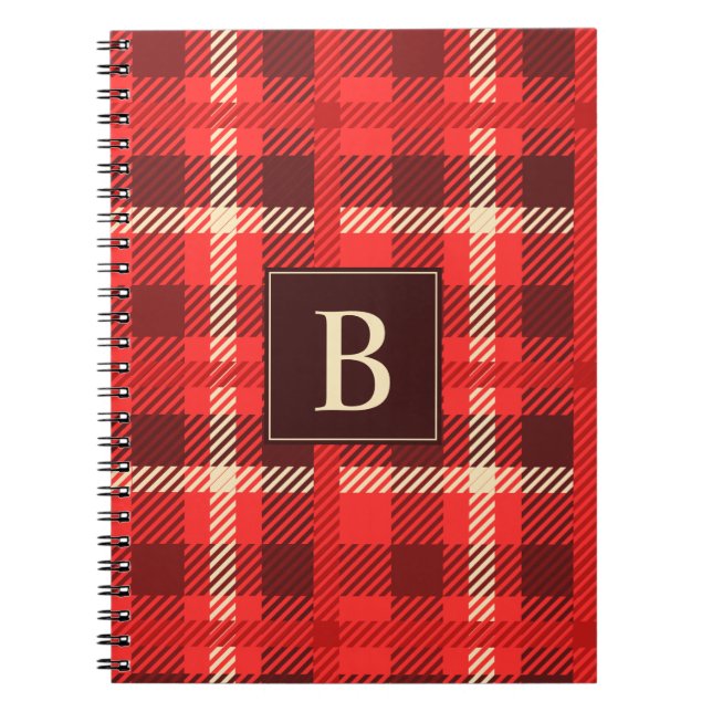 Carnet Plaqué rouge avec monogramme personnalisé (Devant)