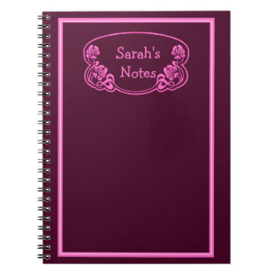 Carnet Plaque rouge orange encadrée rose