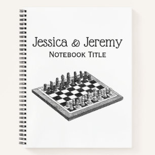 Carnet Plateau de Jeu d'Échecs et Pièces d'Échecs Art Vin
