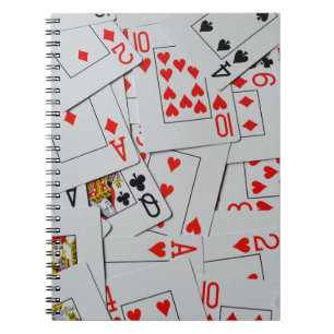 Carnet Plateau De Motif De Cartes De Jeu Éparpillées,