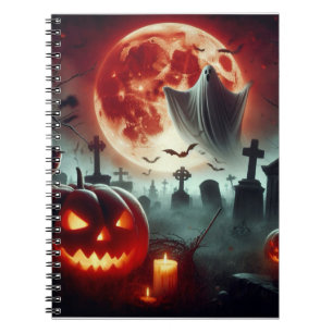 Carnet Pleine lune, cimetière, fantôme volant.