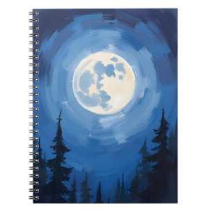 Carnet Pleine Lune Peinture Aquarelle de la Forêt sous