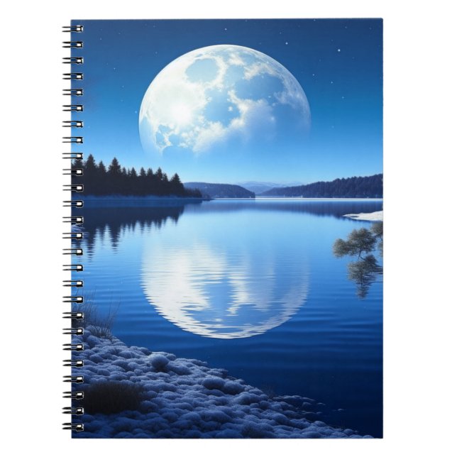 Carnet Pleine lune sur le lac gelé cadeau pour Son (Devant)