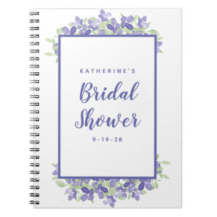 Carnet Pluie de Mariée Fleurs Aquarelle Pervenche