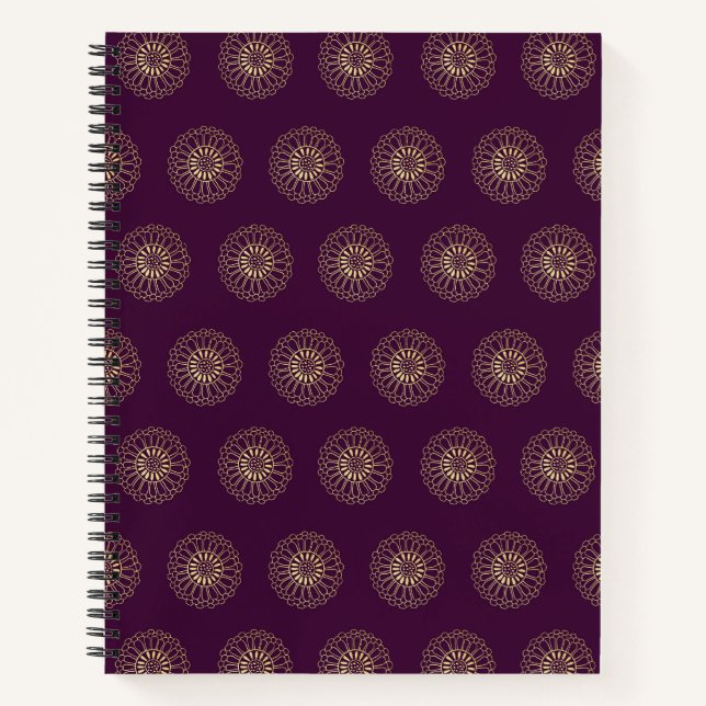 Carnet Plum | Golden Zinnia Flower Medallions (Devant)