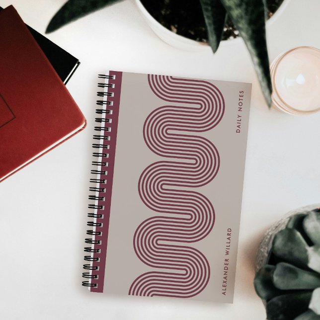 Carnet Plum Lombard Wavy Lines Modern Custom Notebook (Créateur téléchargé)