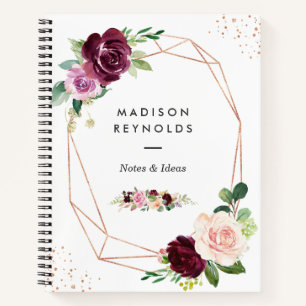 Carnet Plum Purple Blush Floral Moderne Rose Or