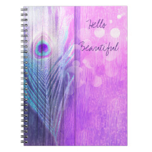 Carnet Plume de paon rose et bleu Boho Chic Glam personna