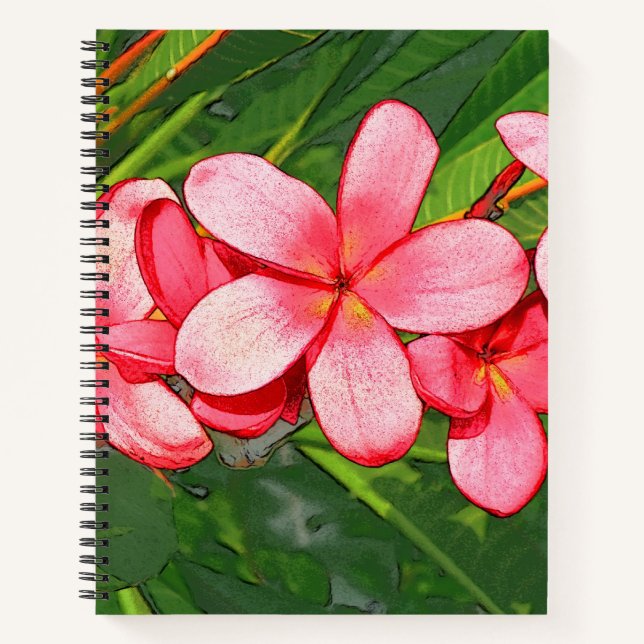 Carnet Plumerias rose (Devant)