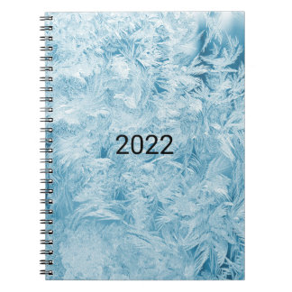 Carnet plumes bleues abstraites et flocons de neige