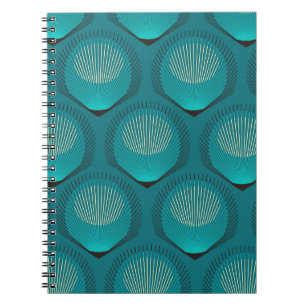 Carnet Plumes de Paon stylisées Carreau Bleu
