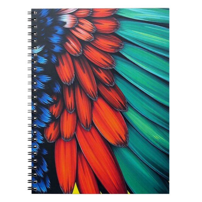 Carnet Plumes de perroquet colorées (Devant)