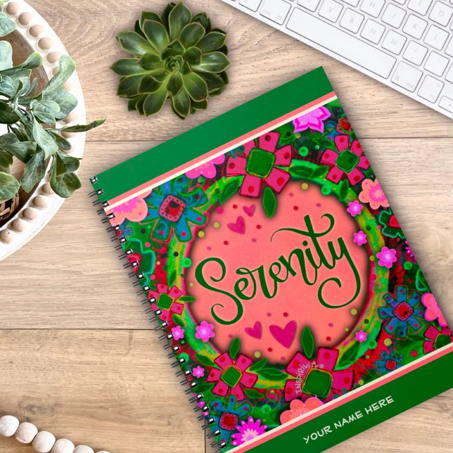 Carnet Plutôt rose Personnalisé Floral Serenity Inspirivi (Pretty floral INSPIRIVITY serenity notebook.
)
