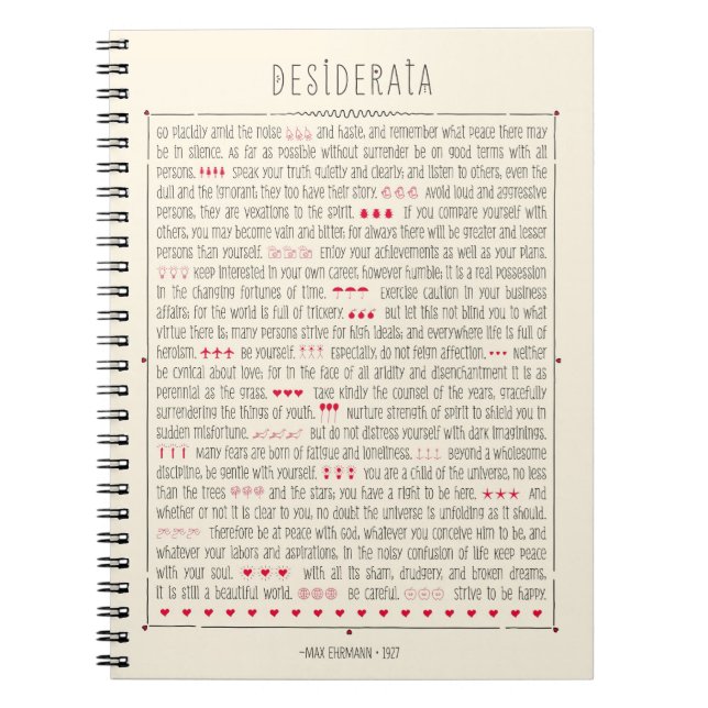 Carnet Poème inspiré de desiderata (Devant)