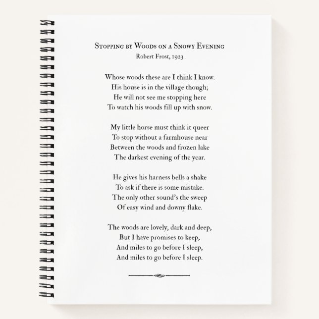 Carnet Poésie Lover's Notebook, Stopping by Woods, Frost (Devant)
