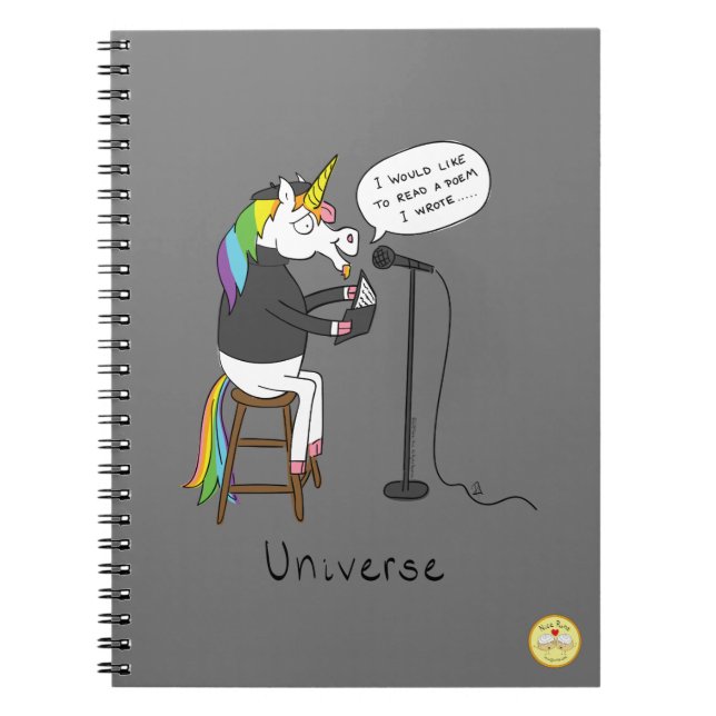 Carnet Poète de poésie de licorne drôle (Devant)