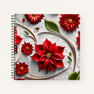 Carnet Poinsettia et feuilles