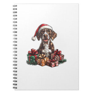 Carnet Pointeur à cheveux allemand Santa Hat Noël GSP