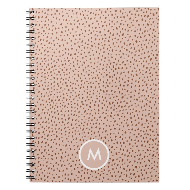 Carnet Points Brown Beige & Boho Terracotta Monogramme (Devant)