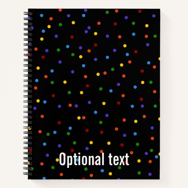 Carnet Points Confetti Arc-en-ciel noirs (Devant)