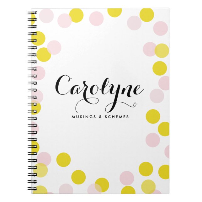 Carnet Points Confetti rose et jaune Motif Personnalisé (Devant)