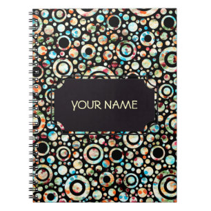 Carnet Points de couleur et Motif circulaire + votre text