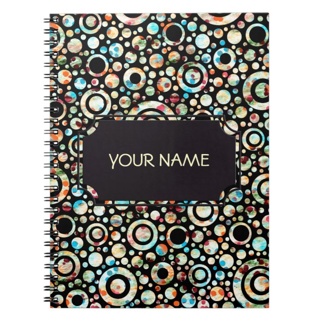 Carnet Points de couleur et Motif circulaire + votre text (Devant)