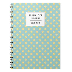 Carnet Points de Parties scintillant Mint et Gold Faux pe