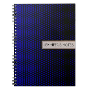 Carnet Points de Techno Bleus Élégants Noirs