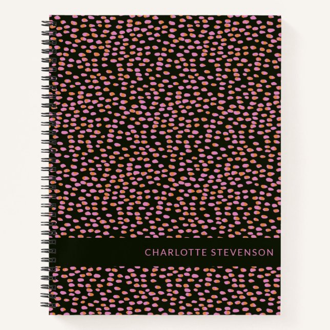 Carnet Points noirs et orange Abstraits Personnalisés (Devant)