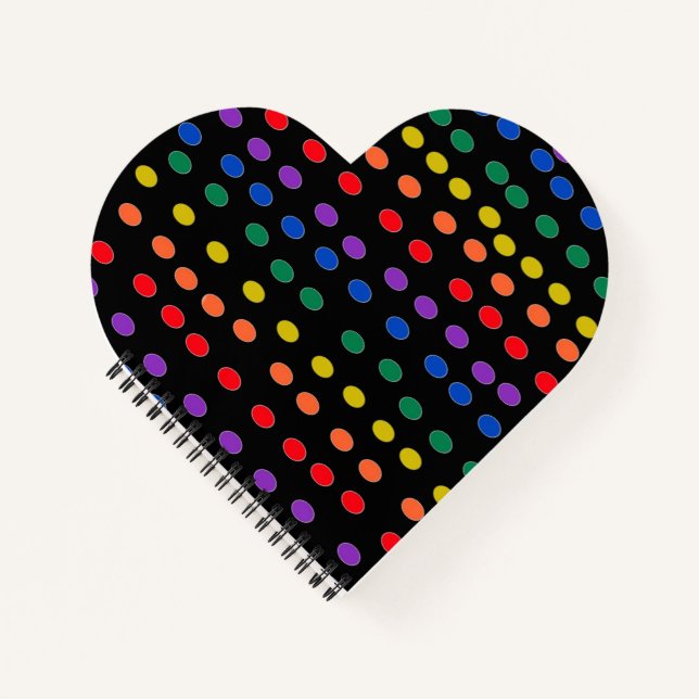 Carnet Points Rainbow Candy sur noir (Devant)