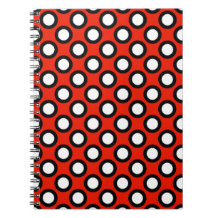 Carnet Points tournés rétros, rouge, noir et blanc