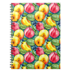 Carnet Poire de pomme de fruits motif d'aquarelle d'été